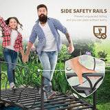 Outdoor Heavy Duty Black Metal Arch 7-ft Garden Bridge with Side-Rails - FREE SHIPPING