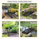 Outdoor Black Metal Arch 7-ft Garden Bridge with Side-Rails - FREE SHIPPING