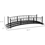 Outdoor Black Metal Arch 7-ft Garden Bridge with Side-Rails - FREE SHIPPING
