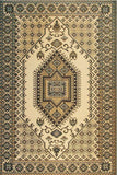 Decorative rug with intricate geometric pattern on a beige background Turkish Black & Brown