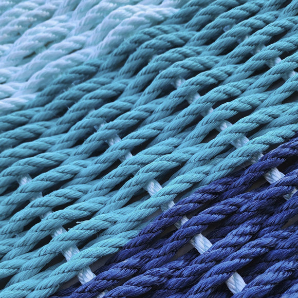 Ombre Rope Mat made with Lobster Rope, Navy Blue, Teal, Seafoam - FREE SHIPPING