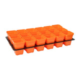 Orange seedling tray with multiple compartments on a white background 3.3" Heavy Duty Seed Starting Pots with Inserts