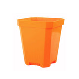 Orange plastic pot on a white background