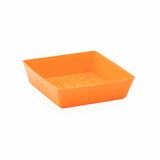 Orange plastic 5X5 Shallow Microgreen Trays on a white background