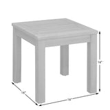 Gray square table with dimensions marked on a white background