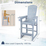Outdoor Bar Stool 29" Height with Backrest and Armrests