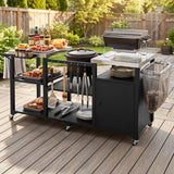 Outdoor Grill Cart with Stainless Steel Tabletop & Cabinet