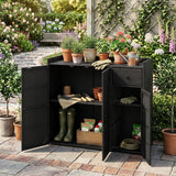 Outdoor Storage Cabinet with 3 Doors and Adjustable Shelves