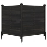 A black wooden compost heap enclosure with horizontal slatted panels, metal corner brackets, and pointed ground stakes, shown on a plain white background.