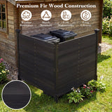 Garden waste bin with premium fir wood construction features, placed outdoors.