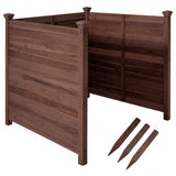 Wooden compost bin with additional wooden stakes on a white background