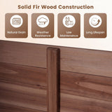 Wooden furniture with 'Solid Fir Wood Construction' features highlighted on a beige background.