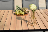 Panama Dark Rectangular Table and 6 Nassau Black Aluminum