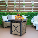 Outdoor patio setting with 40,000 BTU Portable LP Gas Propane Fire Pit Table