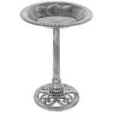 Outdoor Weather Resistant Polyresin Bird Bath in Rustic Aged Silver Finish - FREE SHIPPING