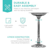 Outdoor Weather Resistant Polyresin Bird Bath in Rustic Aged Silver Finish - FREE SHIPPING