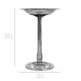 Outdoor Weather Resistant Polyresin Bird Bath in Rustic Aged Silver Finish - FREE SHIPPING