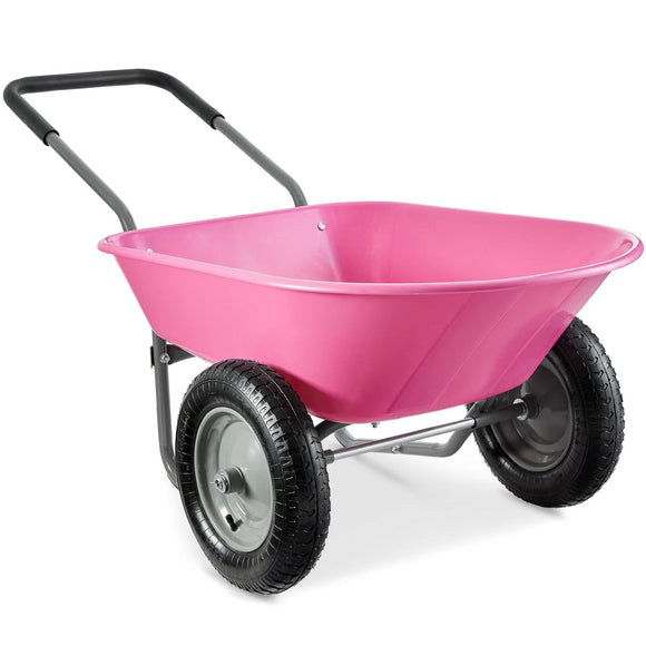 Heavy Duty 2-Wheel Multipurpose Rust Proof Wheelbarrow - Pink - FREE SHIPPING