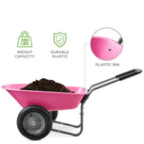 Heavy Duty 2-Wheel Multipurpose Rust Proof Wheelbarrow - Pink - FREE SHIPPING