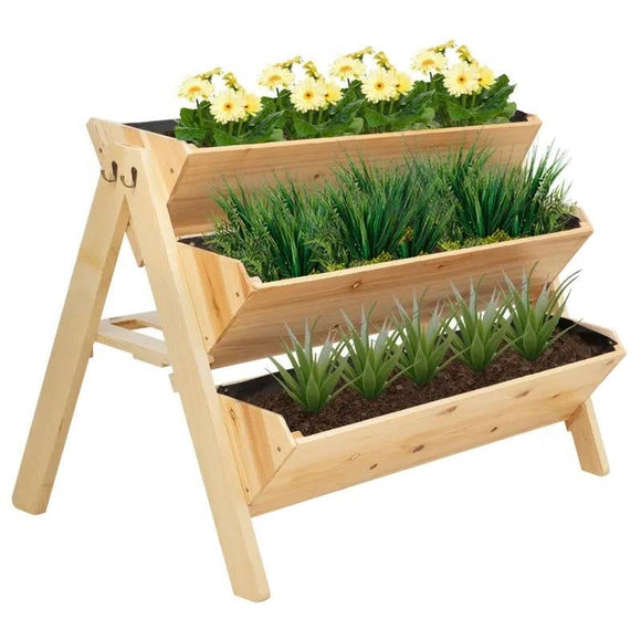 3-Tier A Frame Fir Wood 3 Elevated Planter Box Raised Garden Bed - FREE SHIPPING