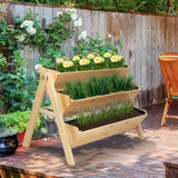 3-Tier A Frame Fir Wood 3 Elevated Planter Box Raised Garden Bed - FREE SHIPPING