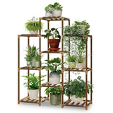 Natural Wood Bookcase Plant Stand Shelving Rack - Holds up to 9 Planters - FREE SHIPPING