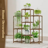 Natural Wood Bookcase Plant Stand Shelving Rack - Holds up to 9 Planters - FREE SHIPPING