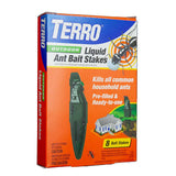 Box of Terro outdoor liquid ant bait stakes on a white background