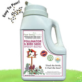 White container of Flawn Seed Pollinator & Bird Seed Speedy Blend on a white background