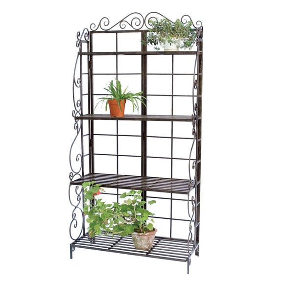 Black Metal Indoor Outdoor Planter Stand with 4 Shelves - FREE SHIPPING
