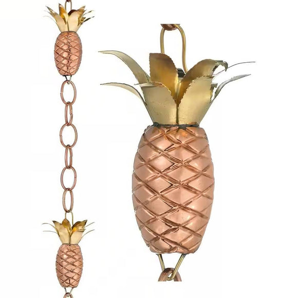 8.5 Ft. Copper Pineapple Rain Chain Gutter Downspout - Basin Not Included - FREE SHIPPING