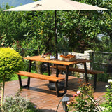 Modern Wooden Picnic Table with 2 Benches Outdoor Patio Dining Set - FREE SHIPPING