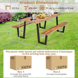 Modern Wooden Picnic Table with 2 Benches Outdoor Patio Dining Set - FREE SHIPPING