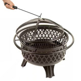 30-inch Black Steel Outdoor Fire Pit Grill with Screen and Poker - FREE SHIPPING