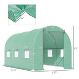 14.5 ft x 6.3 ft Outdoor Greenhouse with Green PE Cover and Sturdy Steel Frame - FREE SHIPPING