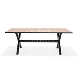 Panama Dark Rectangular Table and 6 Nassau Black Aluminum