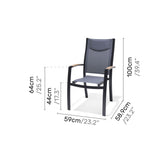 Chair with dimensions labeled on a white background