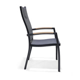 Chair with black frame and gray seat on a white background