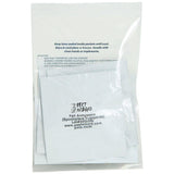 Clear plastic packaging with text and branding on a white background