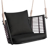 Hanging Rattan Porch Swing Chair with Cushions