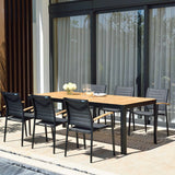 Portals Dark Lite FSC Teak Wood and Aluminum Rectangular Dining Set