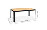 Portals Dark 4 Seater Carver Rectangular Dining set table with dimensions labeled on a white background