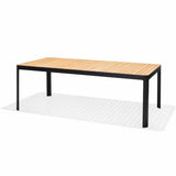 Portals Dark Rectangular Teak Table and 8 Nassau Black Dining Set