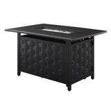 Preston 44" Rectangular Basketweave Aluminum Convertible Gas Fire Pit Table