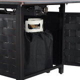 Preston 44" Rectangular Basketweave Aluminum Convertible Gas Fire Pit Table