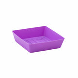 Purple plastic 5X5 Shallow Microgreen Trays on a white background