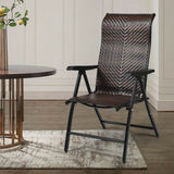 Outdoor Heavy Duty Dark Brown Rattan Folding Patio Chair - FREE SHIPPING