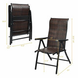 Outdoor Heavy Duty Dark Brown Rattan Folding Patio Chair - FREE SHIPPING
