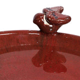 Outdoor Dark Red Ceramic Birdbath in Antique Finish - FREE SHIPPING