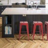 Set of 4 - 24-in. Indoor/Outdoor Backless Stacking Red Metal Barstools - FREE SHIPPING